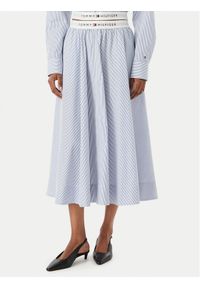 TOMMY HILFIGER - Tommy Hilfiger Spódnica midi WW0WW48936 Niebieski A-Line Fit. Kolor: niebieski. Materiał: bawełna #1