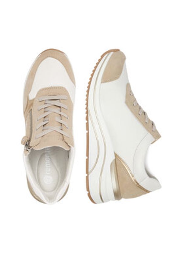 Remonte Sneakersy D0T01-80 Beżowy. Kolor: beżowy. Materiał: skóra