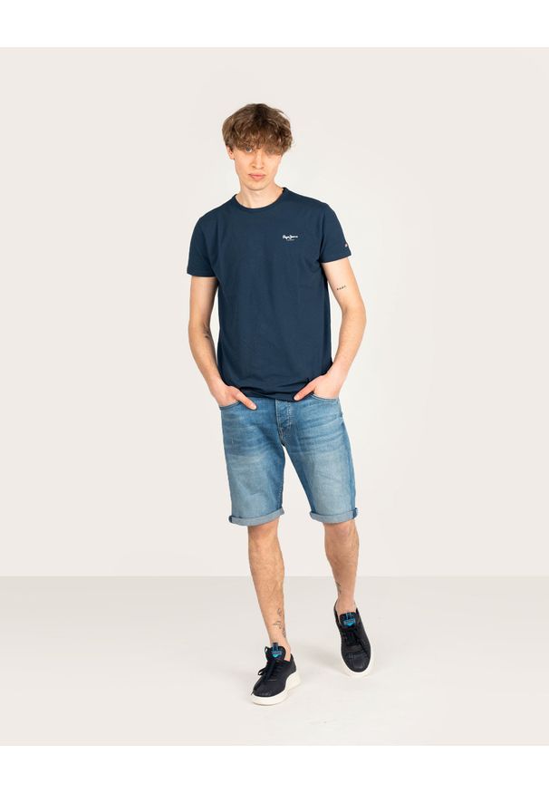 Pepe Jeans Szorty "Callen" | PM800707HG6 | Callen Short | Mężczyzna | Niebieski. Okazja: na co dzień. Kolor: niebieski. Materiał: bawełna, elastan. Wzór: aplikacja. Styl: casual