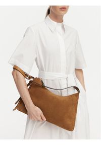 TOMMY HILFIGER - Tommy Hilfiger Torebka Th Statement Shoulder Bag Suede AW0AW18824 Brązowy. Kolor: brązowy. Materiał: skórzane, zamszowe #1