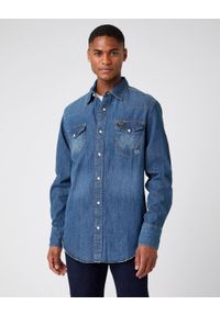 Wrangler - MĘSKA KOSZULA JEANSOWA WRANGLER LS WORKSHIRT TINTED BLUE W5D1AK725. Materiał: jeans