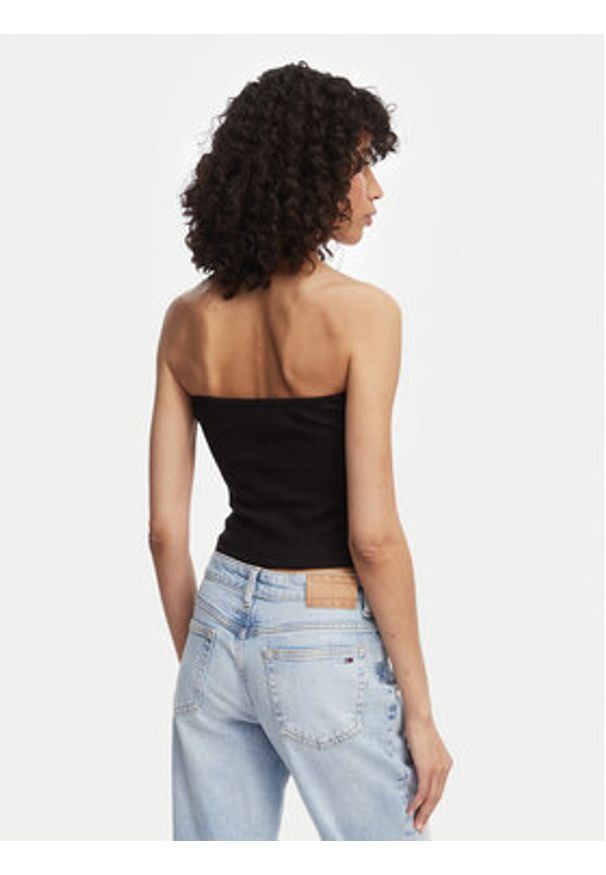Tommy Jeans Top DW0DW22263 Czarny Slim Fit. Kolor: czarny. Materiał: bawełna