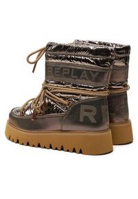 Replay - REPLAY Śniegowce Shiny-Effect Harper United Lace-Up GWF4R.000.C0002T Złoty. Kolor: złoty. Materiał: skóra