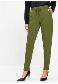 bonprix - Spodnie z gumką w talii, z mieszanki wiskozy. Kolor: zielony. Materiał: wiskoza. Długość: długie #1