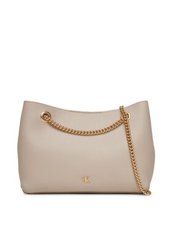 Calvin Klein Torebka Minimal Monogram Shoulde LV04F3205G Beżowy. Kolor: beżowy. Materiał: skórzane