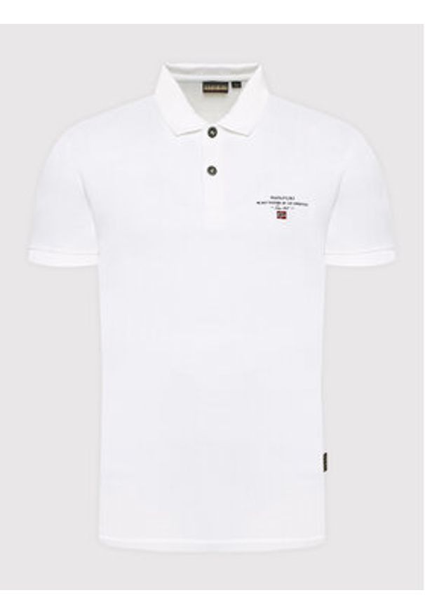 Napapijri Polo Elbas NP0A4GDL Biały Regular Fit. Typ kołnierza: polo. Kolor: biały. Materiał: bawełna