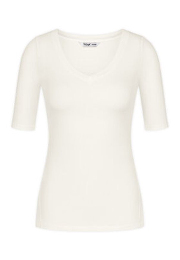 Triumph Koszulka piżamowa Beauty Layers 10222610 Écru Slim Fit. Materiał: lyocell