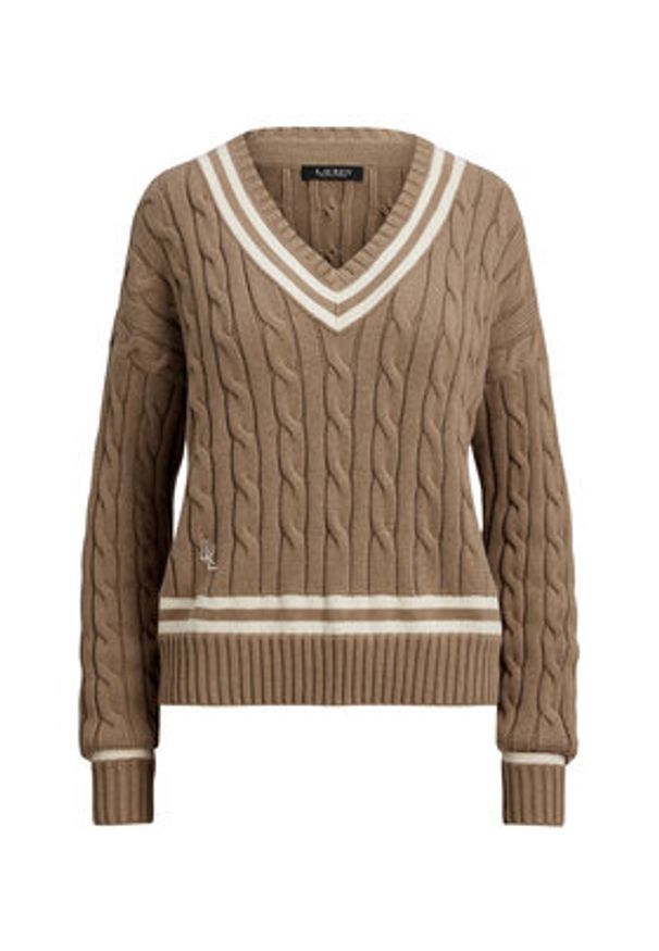 Lauren Ralph Lauren - LAUREN RALPH LAUREN Sweter 200979662002 Brązowy Relaxed Fit. Kolor: brązowy. Materiał: bawełna