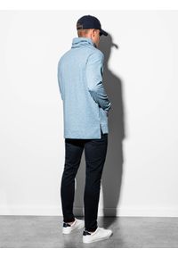 Ombre Clothing - Bluza męska ze stójką B1096 - niebieska - XXL. Typ kołnierza: kołnierzyk stójkowy. Kolor: niebieski. Materiał: bawełna, poliester