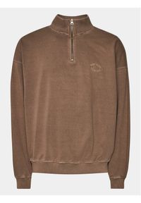 BDG Urban Outfitters Bluza Mock Neck Zip Crest 77172575 Brązowy Regular Fit. Kolor: brązowy. Materiał: bawełna #1