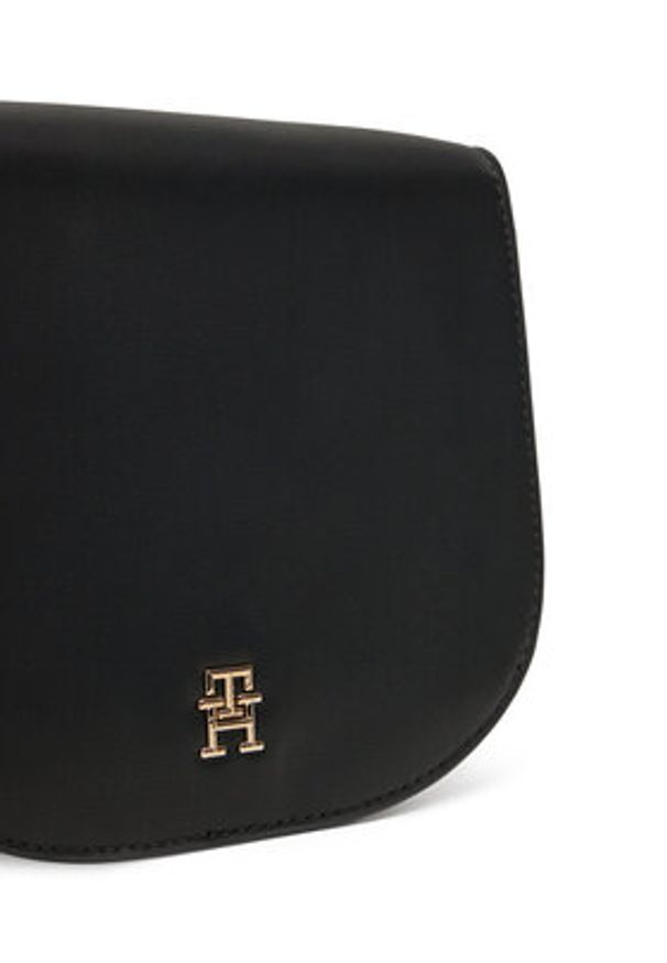 TOMMY HILFIGER - Tommy Hilfiger Torebka Th Logotape Saddle Bag AW0AW17184 Czarny. Kolor: czarny. Materiał: skórzane