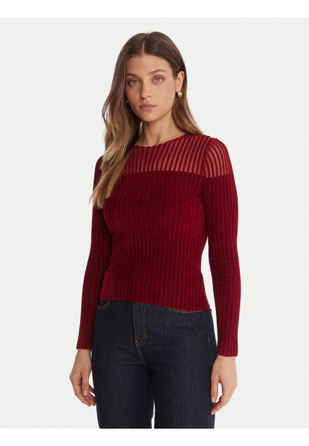 Guess Sweter W5BR62 Z0890 Czerwony Slim Fit. Kolor: czerwony. Materiał: wiskoza, syntetyk