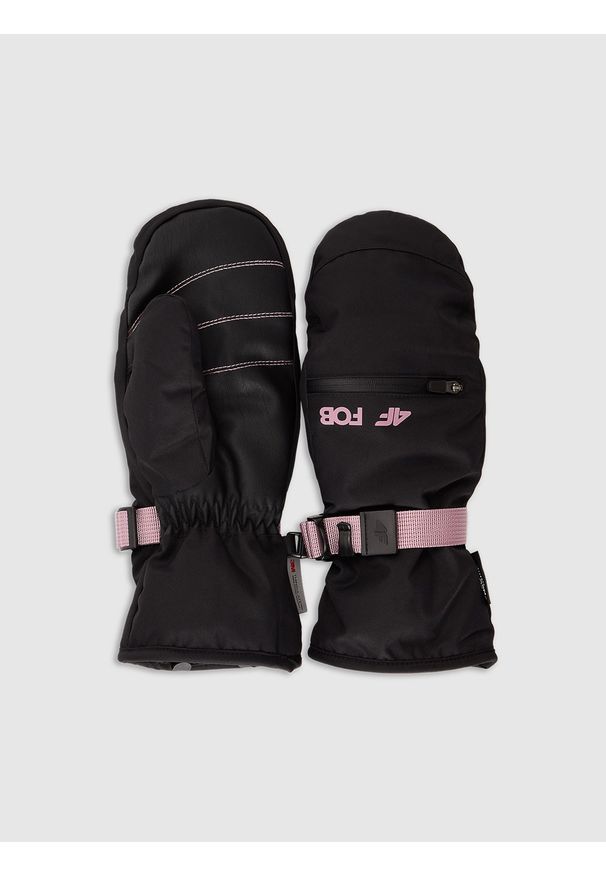 4f - 4F Rękawiczki snowboardowe Thinsulate membrana 10000 damskie - czarne L. Kolor: czarny. Materiał: materiał. Technologia: Thinsulate. Sezon: zima. Sport: snowboard