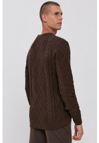 !SOLID - Solid Sweter męski kolor brązowy. Okazja: na co dzień. Kolor: brązowy. Materiał: bawełna, dzianina. Długość rękawa: długi rękaw. Długość: długie. Wzór: ze splotem. Styl: casual #2