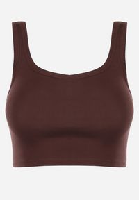 Born2be - Brązowy Bawełniany Tank Top Bez Rękawów Lomalia. Kolor: brązowy. Materiał: bawełna. Długość rękawa: bez rękawów #4