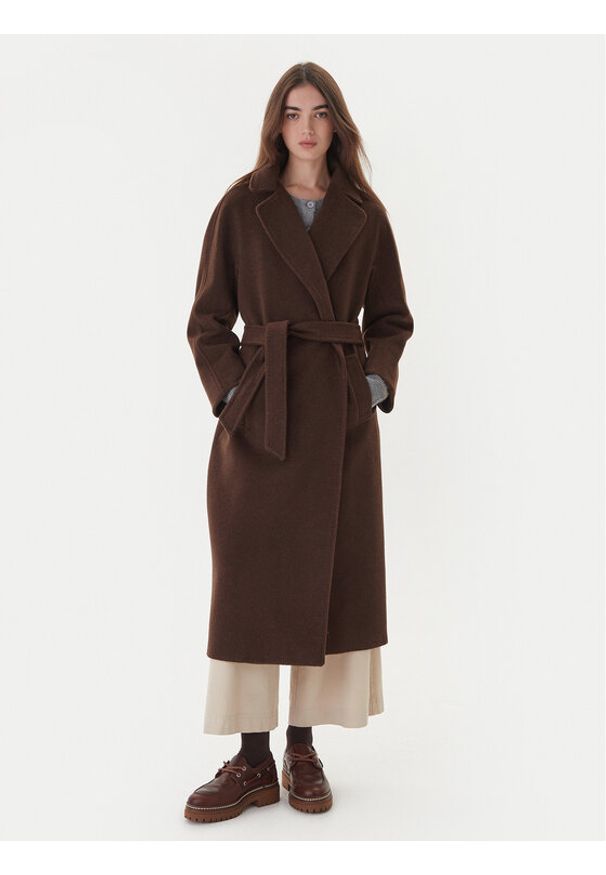 Weekend Max Mara Płaszcz wełniany Tempera 2525016082 Brązowy Regular Fit. Kolor: brązowy. Materiał: wełna