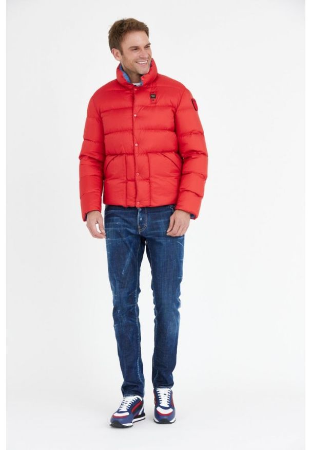 Blauer USA - BLAUER Czerwona puchowa kurtka męska FLETCHER. Kolor: czerwony. Materiał: puch