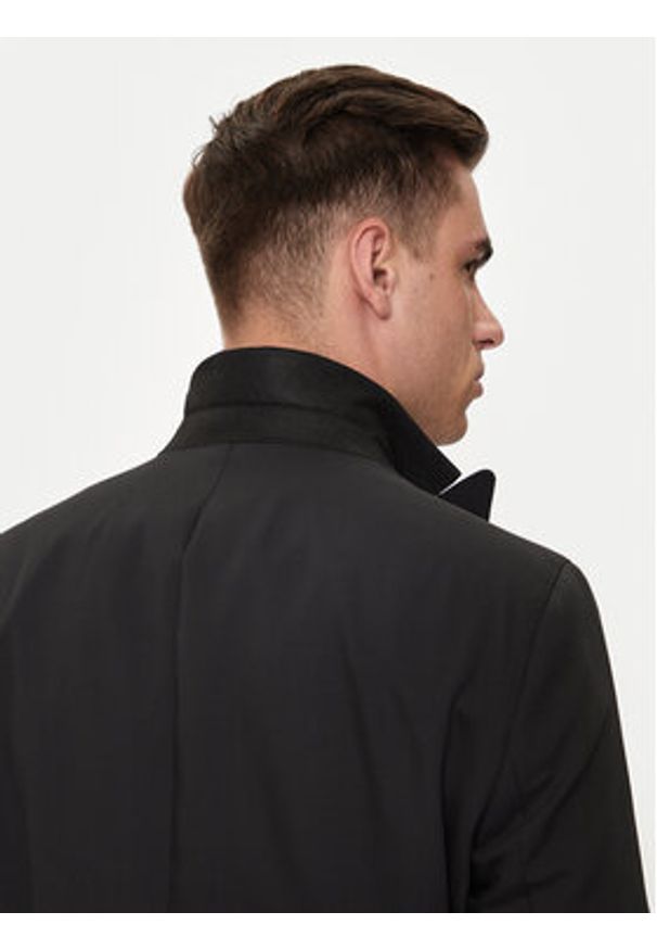 Karl Lagerfeld - KARL LAGERFELD Marynarka 155287-543004 Czarny Slim Fit. Typ kołnierza: dekolt w karo. Kolor: czarny. Materiał: syntetyk