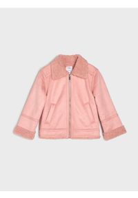 Sinsay - Sztuczny kożuch z kołnierzykiem - różowy. Kolor: różowy #1