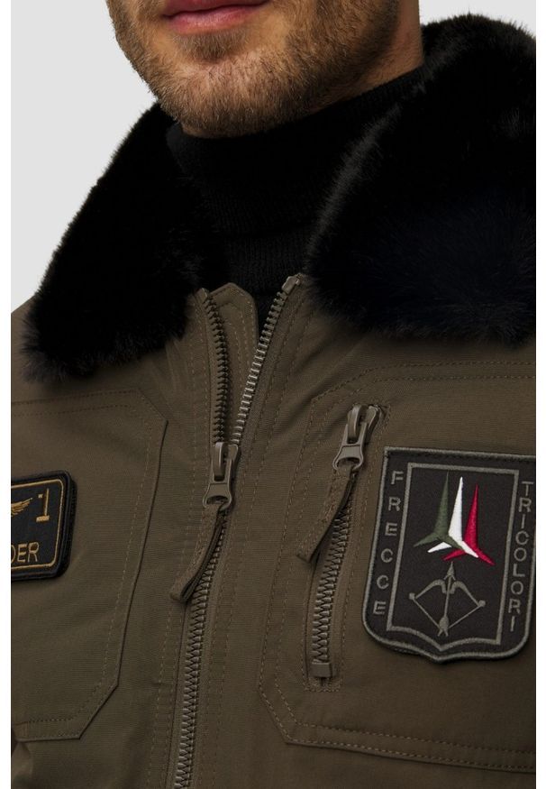Aeronautica Militare - AERONAUTICA MILITARE Zielona męska kurtka Iconic Pilot, Rozmiar 52. Kolor: zielony. Materiał: poliamid