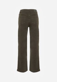 Renee - Ciemnozielone Szerokie Jeansy z Bawełny Violore. Stan: podwyższony. Kolor: beżowy #8