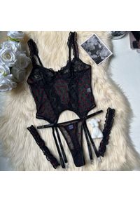 Intica - Biustonosz push-up z kompletem na specjalne okazje Chastity. Kolor: czarny. Materiał: tkanina, materiał