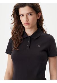 Tommy Jeans Polo Essential DW0DW20160 Czarny Slim Fit. Typ kołnierza: polo. Kolor: czarny. Materiał: bawełna