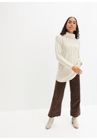 bonprix - Sweter poncho, długi rękaw. Typ kołnierza: golf. Kolor: biały. Długość rękawa: długi rękaw. Długość: długie #3