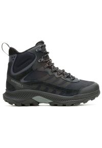 Buty męskie Merrell Speed Strike 2 Thermo Mid Waterproof J037767 - czarne. Zapięcie: sznurówki. Kolor: czarny. Materiał: skóra, guma. Szerokość cholewki: normalna #1