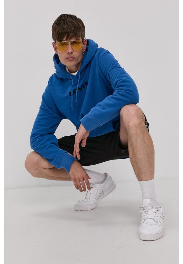 Levi's® - Levi's - Bluza bawełniana. Okazja: na spotkanie biznesowe, na co dzień. Kolor: niebieski. Materiał: bawełna. Wzór: nadruk. Styl: casual, biznesowy