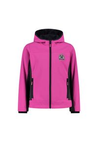 Kurtka dziecięca turystyczna CMP 34A0845. Okazja: na co dzień. Typ kołnierza: kaptur. Kolor: różowy. Materiał: softshell. Styl: casual, sportowy. Sport: turystyka piesza #1