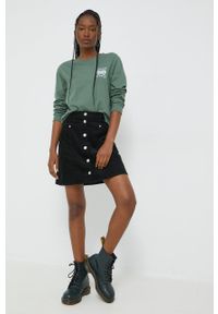 Vans longsleeve bawełniany kolor zielony. Kolor: zielony. Materiał: bawełna. Długość rękawa: długi rękaw. Wzór: nadruk #3