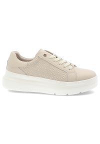 Beżowe Sneakersy Filippo Wygodne Obuwie Damskie. Okazja: na co dzień. Zapięcie: sznurówki. Kolor: beżowy. Materiał: materiał. Szerokość cholewki: normalna #6
