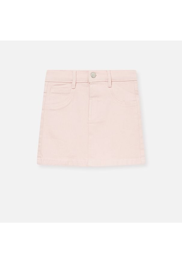 Sinsay - Kolorowa jeansowa spódniczka mini - Różowy. Kolor: różowy. Materiał: jeans. Wzór: kolorowy