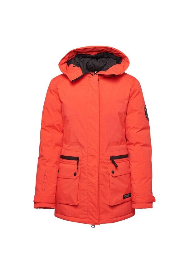 Pikowana parka dla kobiet Superdry City. Kolor: czerwony. Długość rękawa: długi rękaw