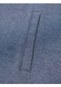 Ombre Clothing - Bluza męska bomberka z dzianiny pique – granatowa V2 - Rozmiar: XL. Okazja: na co dzień. Kolor: niebieski. Materiał: dzianina. Wzór: haft. Styl: klasyczny, casual, elegancki #3