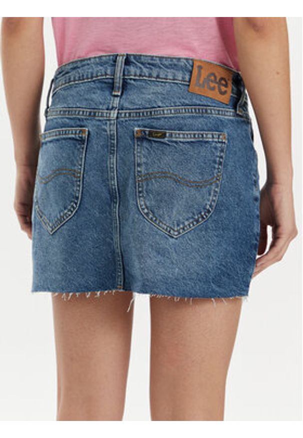 Lee Spódnica jeansowa 112349008 Niebieski Regular Fit. Kolor: niebieski. Materiał: bawełna, lyocell