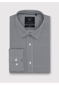 Pako Lorente - PAKO LORENTE – Ciemna koszula męska w geometryczny wzór. Materiał: bawełna, elastan. Długość rękawa: długi rękaw. Długość: długie. Wzór: geometria #7