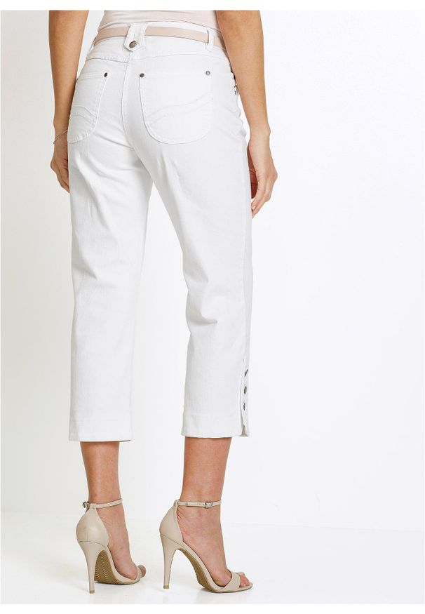 bonprix - Dżinsy rybaczki. Kolor: biały. Styl: elegancki