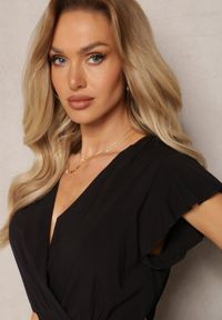 Renee - Czarna Rozkloszowana Sukienka Maxi z Bawełny o Kopertowym Kroju Asmerie. Kolor: czarny. Materiał: bawełna. Sezon: lato. Typ sukienki: kopertowe. Długość: maxi #5