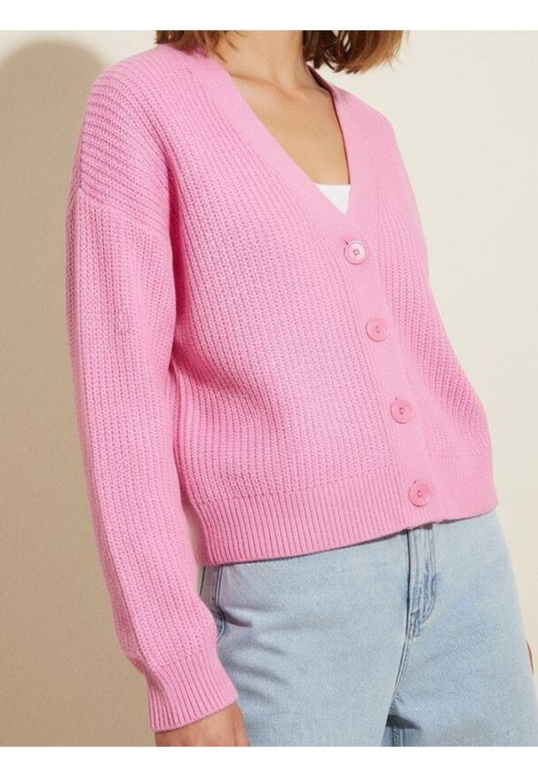 Sinsay - Kardigan basic - różowy. Kolor: różowy