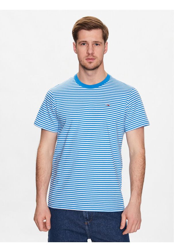 Tommy Jeans T-Shirt Classics Stripe DM0DM05515 Niebieski Regular Fit. Kolor: niebieski. Materiał: bawełna