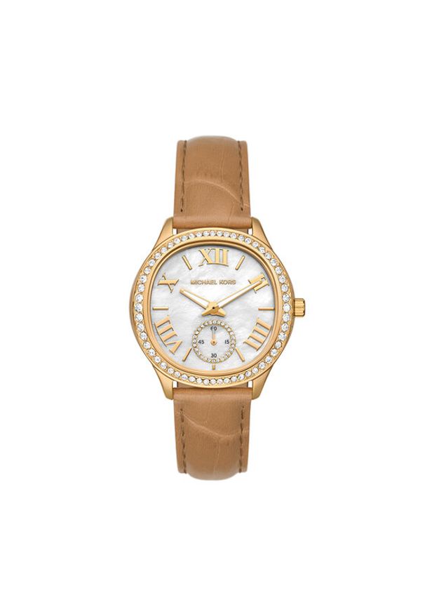 Michael Kors Zegarek Sage MK4819 Brązowy. Kolor: brązowy. Materiał: skóra