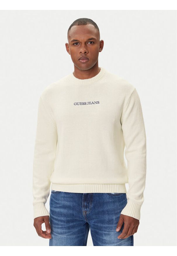 Guess Jeans Sweter M4BR31 Z3HM1 Écru Regular Fit. Materiał: bawełna