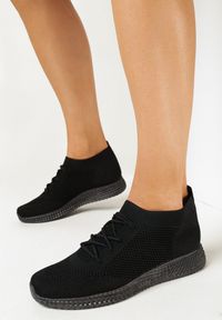 Born2be - Czarne Buty Sportowe Marza. Nosek buta: okrągły. Kolor: czarny. Materiał: materiał. Szerokość cholewki: normalna #1