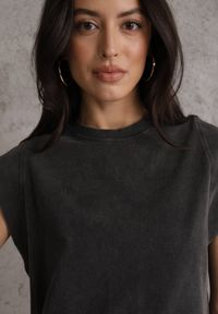 Renee - Czarny Top z Bawełny w Stylu Grunge z Szeroką Linią Ramion Tezorea. Kolor: czarny. Materiał: bawełna #2