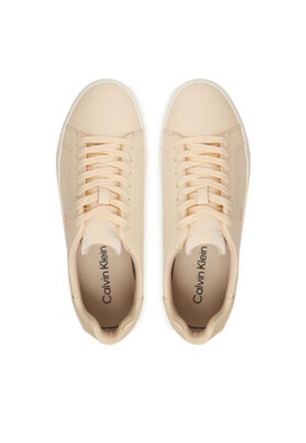 Calvin Klein Sneakersy Low Pro Cups Lth Ml HW0HW03146 Beżowy. Kolor: beżowy. Materiał: skóra
