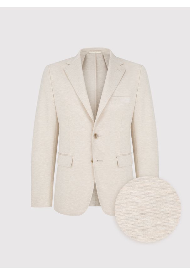 Pako Lorente - PAKO LORENTE - Beżowa dzianinowa marynarka męska. Kolor: beżowy. Materiał: dzianina