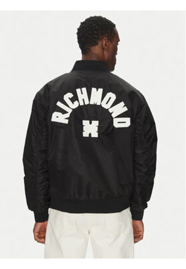 John Richmond Kurtka bomber UMP25070GB Czarny Regular Fit. Kolor: czarny. Materiał: syntetyk