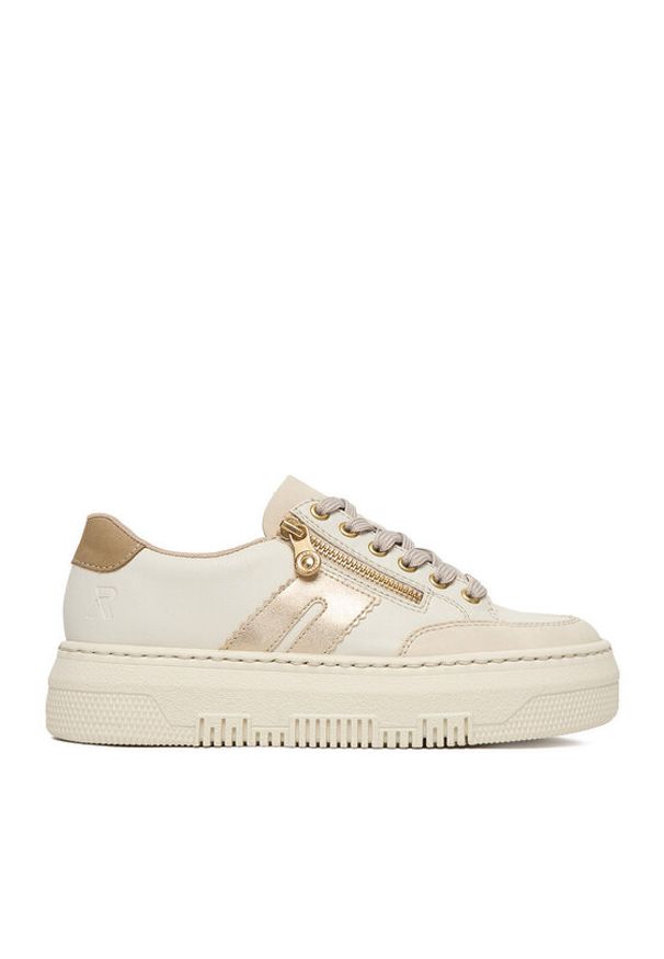 Rieker Sneakersy M1912-80 Écru. Kolor: kremowy. Materiał: syntetyk, skóra